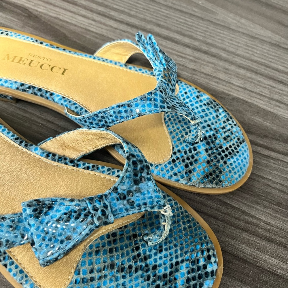 Sesto Meucci Blue and Black Snake Print Slipper, Size 7, Final Sale!!!